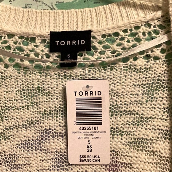 TORRID OPEN STITCH CARDIGAN OPEN FRONT SWEATER. PRISTINE, 5X. NWT - Picture 14 of 14